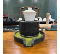 Macina a pietra manuale, Mulino a pietra for cereali, piccolo macinatore for polvere di Matcha, con supporto in legno, for macinare grano, cereali, peperoncino, spezie(Without wooden frame)