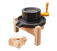 Macina a pietra manuale, Mulino in pietra di granito naturale, mulino a manovella for cereali con telaio in legno e stampo for tofu, albero centrale in acciaio inossidabile 304(30cm/11.8in)
