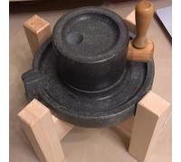 Macina for cereali a manovella, mulino a pietra fatto a mano in lapislazzuli, mulino a pietra for cereali con supporto in legno(25cm/9.8in)