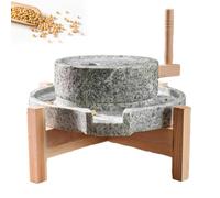 Macina in pietra fatta a mano con supporto in legno, frantoio manuale per cereali bagnati e spezie per uso domestico, perfetto per macinare grano, riso, fagioli, semi e mais