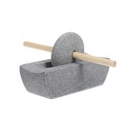 Macina Manuale in Pietra per Matcha Manovella, Set 1 Pezzo | Bambù, Legno e Pietra, Base Rotonda Scanalatura, per Preparazioni di Tè e Rituali Casalinghi