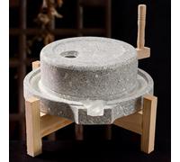 Macina Manuale per Cereali in Pietra, Macina in Pietra Naturale Resistente con Base e Manico in Legno, Finezza Regolabile, Facile da Pulire, per Farina Domestica, Cereali(30+40cm)