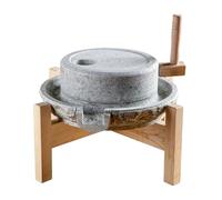 Macina manuale per grani di pietra con telaio in legno, macinino artigianale per macinare fagioli, orzo e cereali, perfetto per uso domestico e mangiare sano