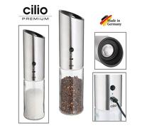 MACINA PEPE E SALE ELETTRICO A BATTERIA RICARICABILE IN ACCIAIO INOX E VETRO