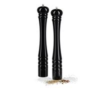 Set di 2 macinapepe in legno, manuale, macina spezie o macinasale, 40 cm, con meccanismo in ceramica, ricaricabile, colore: nero