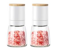 Macina pepe Macinini in ceramica da 2 pezzi, facili da riempire e utilizzare, condisci alla perfezione con il macinino regolabile(White)