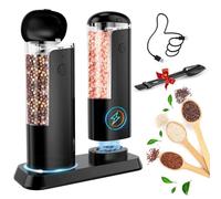 Macina Sale e Pepe Elettrico Ricaricabile: Macina Spezie a Granulometria Regolabile Macina Pepe Automatico Sale e Pepe Set Ricaricabile Macinapepe a Grande Capacità (Nero)
