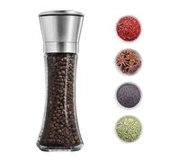 Macina sale e pepe, in acciaio inox di alta qualità, macinapepe manuale con grana regolabile, per spezie e semi, adatto per casa, cucina, esterno (senza sale e pepe) (grande 1 pezzo)