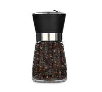 Macina sale e pepe, macinapepe manuale in plastica con grana regolabile per spezie e semi, adatto per casa, cucina, esterno (senza sale e pepe in grani) (nero, medio, 1 pezzo)