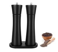 Macina Sale Pepe con Supporto in Faggio, macinapepe manuale, Set di 2 Macina Sale e Pepe, Set Macina Sale e Pepe con Vassoio per Macinino per barbecue, cucina, ristorante