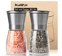 Macina Sale Pepe Macinasale Nucleo ceramico regolabile macinapepe, Macinatore per spezie manuale Set di 2 pezzi [Senza contenuto di spezie]