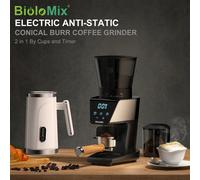 Macinacaffè Conico Biolomix con Timer Digitale e 31 Impostazioni Precise per Espresso, Drip, French Press, Cold Brew