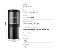 Macinacaffè Macinacaffè Elettrico Macinacaffè Portatile Ricaricabile per Viaggi