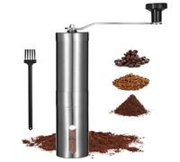 Macinacaffè manuale in acciaio inox, macina in ceramica, macinacaffè manuale e portatile con spazzola, macinazione uniforme di chicchi di caffè, spezie ed erbe aromatiche