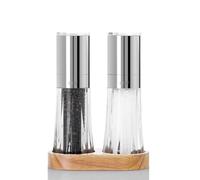 SET 3 PZ MACINA SALE E PEPE IN ACCIAIO INOX CON BASE IN LEGNO DI ACACIA "ADHOC