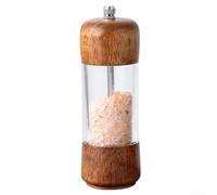 Macinapepe in acrilico trasparente, macina pepe manuale in legno per una varietà di spezie, pepe nero e sale marino (set da 2 pezzi)