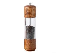 Macinapepe in acrilico trasparente, macina pepe manuale in legno per una varietà di spezie, pepe nero e sale marino (set da 20,3 cm)