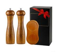 Macinapepe regolabile in legno - Macinaspezie manuale per sale e peperoncino, utensili da cucina in legno retrò, per sala da pranzo e decorazione per la cucina (20,3 cm 2 pezzi)