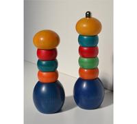 Macinapepe Spargisale in legno massello di Tiglio , pepe diam. 7xh21 cm- sale diam. 7xh17 cm base colore Blu blu