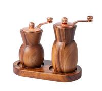 Macinasale e pepe - Gadget da cucina in legno a manovella, set di macinacaffè manuale progettato per l' di fagioli, cumino sul banco, custodia, appartamento, riposo