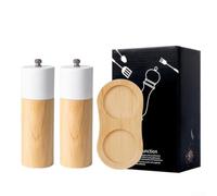 Macinaspezie in legno massiccio, robusto e durevole, per cucina (bianco (2 | Design elegante, bianco e nero per l'aspetto, elemento decorativo da cucina, arte funzionale, stile moderno