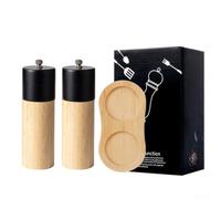 Macinaspezie in legno massiccio, robusto e durevole, per cucina (nero (2) + | Design elegante, bianco e nero per l'aspetto, elemento decorativo da cucina, arte funzionale, stile moderno
