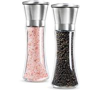 Macinaspezie per sale e pepe 2er Set smerigliatrice in ceramica regolabile-fabbrica di sale e pepe per minerali di ferro Il macinino è realizzato in acciaio inossidabile e vetro Amp. Macina sale Macina sale e pepe