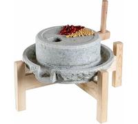 Macinino a mano per grani, macina pietra con telaio in legno per farina, fresatura a secco e a umido, ideale per cereali, fagioli, orzo e spezie