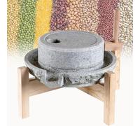 Macinino a mano per grano, riso, fagioli, spezie, pietra con telaio in legno, macinatura asciutta/bagnata per pasta fresca e cereali