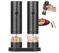 Macinino elettrico per sale e pepe, in ABS, 19 cm, ricaricabile, automatico, con luce LED, grana regolabile, macinapepe per cucina, barbecue, cucina, ristorante