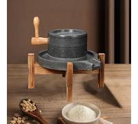 Macinino manuale per grani di pietra, fatto a mano, per grano, farina, chicchi di caffè e spezie, con manico in legno massiccio