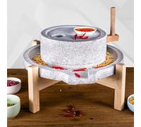 Macinino manuale per grano e spezie, efficiente macinino per pietra con telaio in legno, ideale per fresatura a secco e a umido, design durevole per uso domestico e cucina