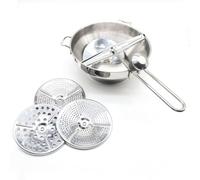 Macinino per alimenti in acciaio inox con 3 setacci (fini/medi/grossolani) e ganci per pentola, lavabile in lavastoviglie in acciaio cromato, per salse, purea e alimenti per bambini (1,89 l)