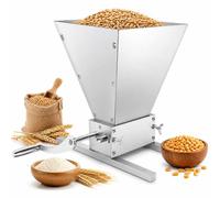 Macinino per cereali da 4 litri, distanza dei rulli regolabile 0-2,5 mm | Rettificatrice manuale per frantoio per cereali maltati in acciaio inossidabile per orzo e altri cereali
