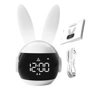 Maciun Sveglia con luce notturna forma di coniglietto, luce notturna arcobaleno per bambini, tre modi di svegliarsi, lunga durata della batteria, orologio per bambini per soggiorno, camera da