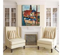 Macke case con un camino design quadro stampa tela dipinto telaio arredo casa