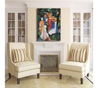 Macke quattro ragazze design quadro stampa tela dipinto telaio arredo casa