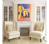 Macke vista su un vicolo design quadro stampa tela dipinto telaio arredo casa