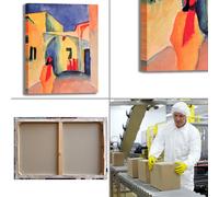 Macke vista su un vicolo design quadro stampa tela dipinto telaio arredo casa