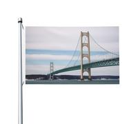Mackinac - Bandiera con ponte sospeso, 9 x 1,5 m, per esterni, vacanze, giardino, benvenuto, giardino, giardino, prato, decorazione, per interni/esterni, stampa su entrambi i lati