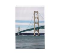 Mackinac - Bandiera da giardino con ponte sospeso, 0,6 x 0,9 m, non sbiadisce, doppia faccia, per casa, cortile, cortile, veranda, prato