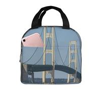 Mackinac - Borsa termica per il pranzo con stampa a ponte sospeso, per donne e uomini, borsa termica per il pranzo, riutilizzabile, per infermieri e insegnanti