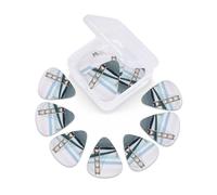Mackinac - Confezione da 12 plettri per chitarra con scatola organizer per ponte sospeso, sottili, medi e pesanti, 3 diversi spessori, plettri in celluloide per chitarre acustiche elettriche, ukulele