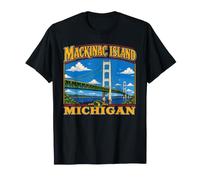 Mackinac Island Bridge Michigan Traghetto Grandi Laghi Huron Maglietta