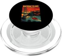 Mackinac, isola, ponte, città, orizzonte, michigan, retro, viaggio PopSockets PopGrip per MagSafe