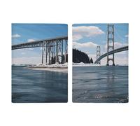 Mackinac - Porta passaporto da viaggio con ponte sospeso, con scomparti per carte di credito e carta d'imbarco, organizer per documenti d'identità di famiglia (20 x 13 cm)