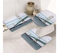 Mackinac - Set di 3 tappetini da bagno con ponte sospeso, antiscivolo, con contorno a forma di U, tappetini da bagno assorbenti in microfibra, lavabili, per vasca da bagno, doccia, decorazione per