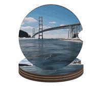 Mackinac - Set di 4 sottobicchieri universali antiscivolo per auto, con ponte sospeso, 6,6 cm, accessori per interni dell'auto, unisex