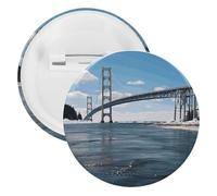 Mackinac - Spilla rotonda personalizzata con ponte sospeso, grande, adatta per insegnanti, infermieri, medici, personale, accessori regalo per feste, 12pcs, Plastica, plastica