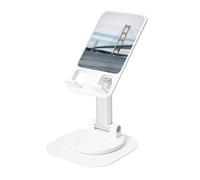 Mackinac - Supporto per telefono cellulare con ponte sospeso, regolabile in altezza, girevole a 360°, portatile, pieghevole, accessorio da ufficio compatibile con tutti i telefoni cellulari e tablet